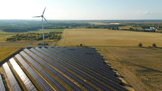 Green technology with solar panels and wind energy