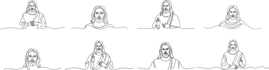 Set of Hand drawn Jesus simple sketch, Messiah vector art.