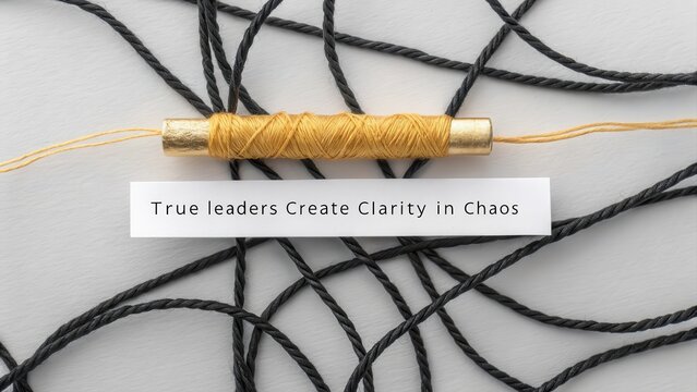 Golden Thread Weaving Through Dark Tangled Threads - Powered by Adobe