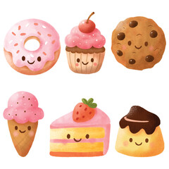 Cute Smiling Pink Dessert Set