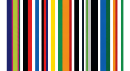 Vibrant vertical stripes of various colors and thicknesses isolated on white background