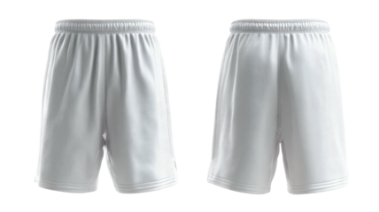 White shorts, front & back views. Plain athletic apparel