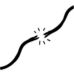 Broken cable connection concept with error signal.