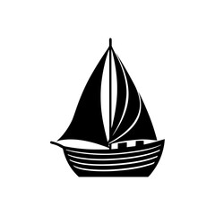 Simple black silhouette icon of a sailboat for navigation design