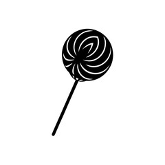Swirly lollipop icon simple black and white candy illustration