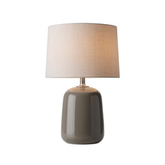 Modern table lamp with a gray ceramic base isolated on transparent background