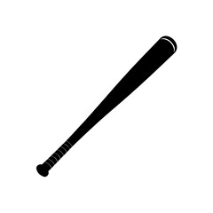 Baseball bat silhouette isolated black and white icon symbol vector