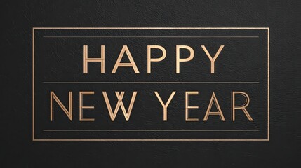 Elegant Happy New Year greeting with gold text on dark textured background perfect for celebrations