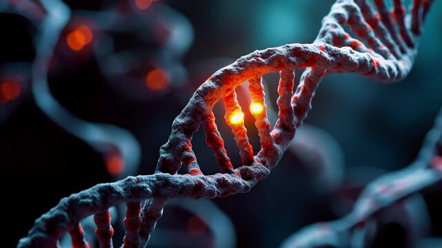 Discovering the structure and function of DNA with glowing elements and intricate details
