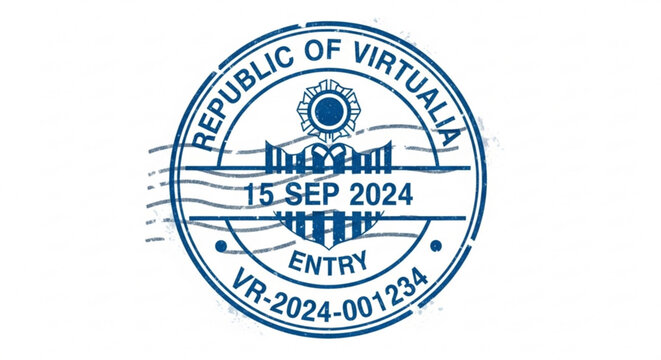 Republic of virtualia entry stamp for september 15 2024 vr travel document and virtual passport control