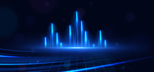 Abstrct light blue vertical on dark background. Technology hitech communication network concept.