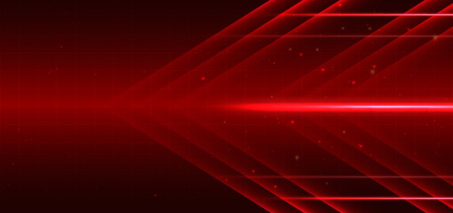 Technology red arrow glowing on dark red background. Hi speed  communication concept.