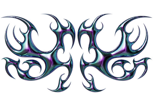 3d render of Cybersigilism ornamental gothic sigil patterns with neo tribal lines and cyber aesthetic