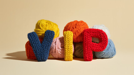 Cozy knitted VIP letters for playful branding, marketing visuals and social media campaigns