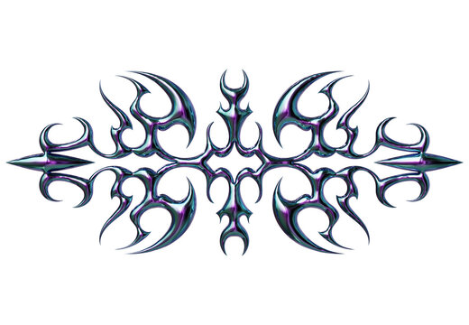 3d render of Cybersigilism ornamental gothic sigil patterns with neo tribal lines and cyber aesthetic