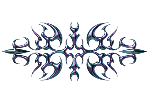3d render of Cybersigilism ornamental gothic sigil patterns with neo tribal lines and cyber aesthetic