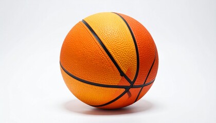 Obraz premium A segmented basketball with alternating orange and dark panels, showcasing a bold, modern design against a neutral background.