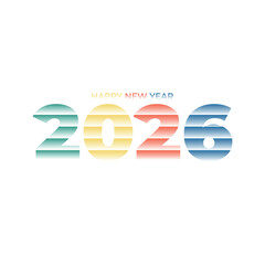colorful gradient striped happy new year 2026 template vector design