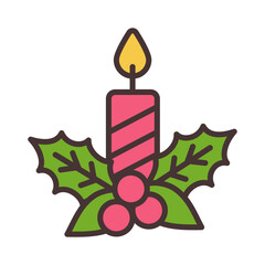 Vector icon of New Year and Christmas candle on a white background