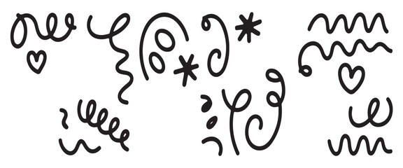  Hand-Drawn Collection of Wavy, Curly, and Zigzag Lines for Playful and Expressive Design Elements.
