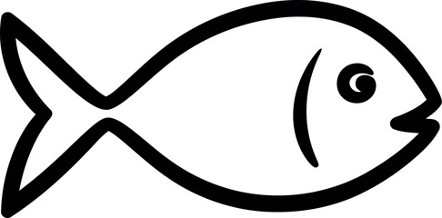 Simple hand drawn outline of a fish on a white background