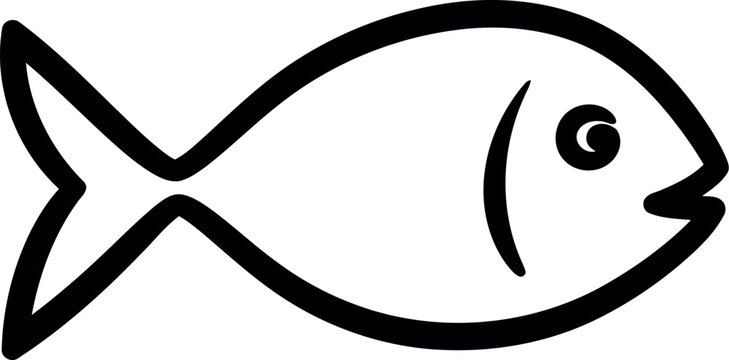 Simple hand drawn outline of a fish on a white background