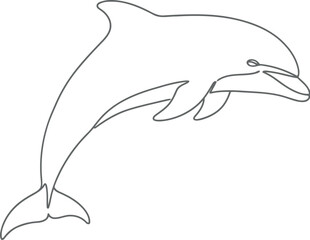 Obraz premium Simple outline drawing of a dolphin leaping out of water