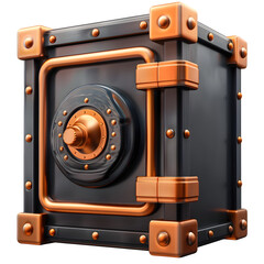 Secure your assets with this robust, vintage-style metal safe featuring a combination lock and elegant copper accents, perfect for financial security concepts.