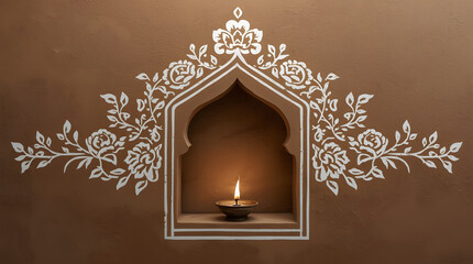 Christmas tree with glowing candles at night