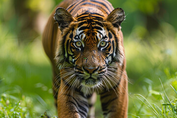 A majestic tigress gracefully exploring the lush greenery of Pench National Park during an exciting safari adventure  