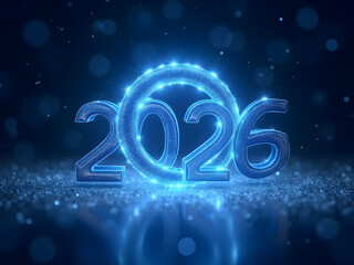 Blue laser sheen over 2026 with segmented ring