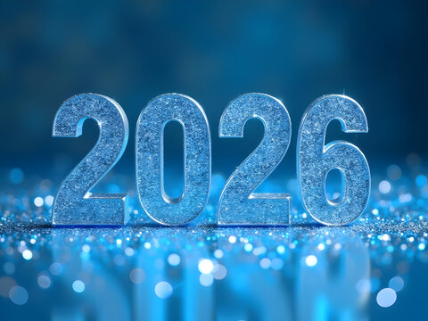 Chrome and glass 2026 with segmented loading bar and confetti