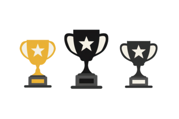 Celebrate victory with striking trophy icons perfect for awards and recognition of excellence isolated on white background png