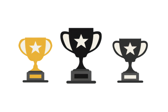 Celebrate victory with striking trophy icons perfect for awards and recognition of excellence isolated on white background png - Powered by Adobe