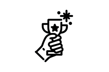 Hand holding shining star award trophy celebrating victory, success, achievement, and recognition isolated on white background png