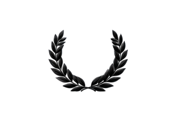 Elegant laurel wreath emblem for awards or logos, conveying victory and achievement for stylish designs isolated on white background png