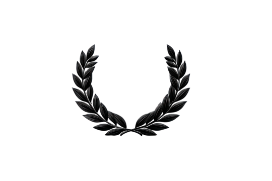 Elegant laurel wreath emblem for awards or logos, conveying victory and achievement for stylish designs isolated on white background png