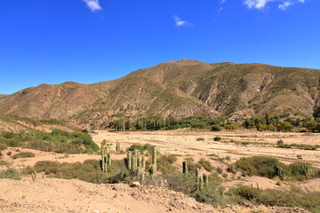 the landscape beside the river Puente Mayu Tambo between Sucre and Potosi in Bolivia