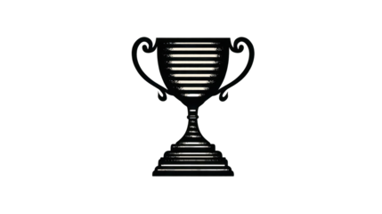 Sleek modern trophy with glowing horizontal stripes symbolizing achievement and success isolated on white background png