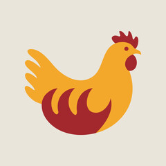 Stylized Chicken or Hen Icon  Flat Design Vector 