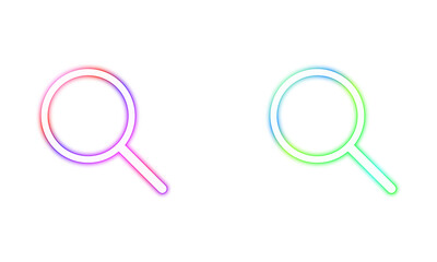 Neon Gradient Search Icon PNG – Glowing Magnifying Glass Symbol for Modern Digital Interface, Web Design