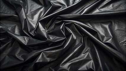 Black garbage bag texture background with copy space
