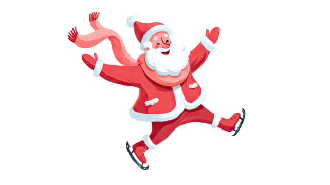 Happy Christmas cartoon reindeer isolated on white with a red ribbon and Santa hat