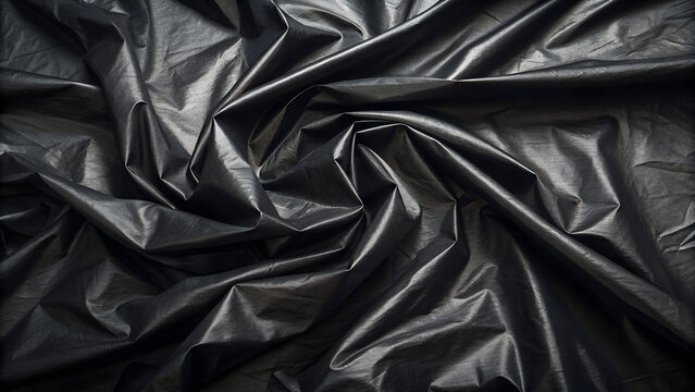 Black garbage bag texture background with copy space
