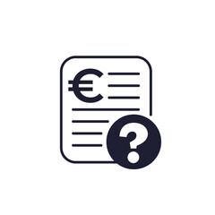 hidden costs icon with question and euro, unknown expenses