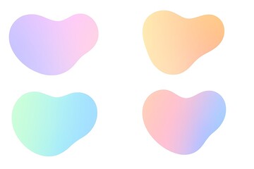 Organic blobs with pastel or duotone gradients on white.