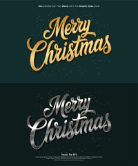 Christmas day calligraphy hand lettering with gold silver effect