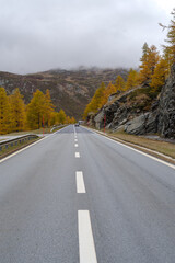 Mountain road at the Simplon pass in Switzerland