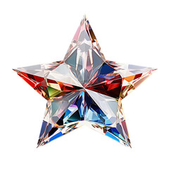 A faceted crystal star on a plain black isolated background
