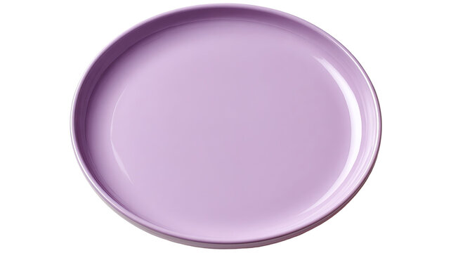 Empty white ceramic purple  plate isolated on a clean background